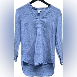 LL Bean lightweight premium washable 100% linen long sleeved, high/low tunic, L.